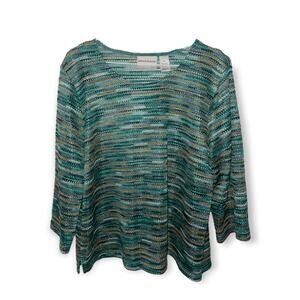 Alfred Dunner Gorgeous Teals Lightweight Sweater PXL EUC